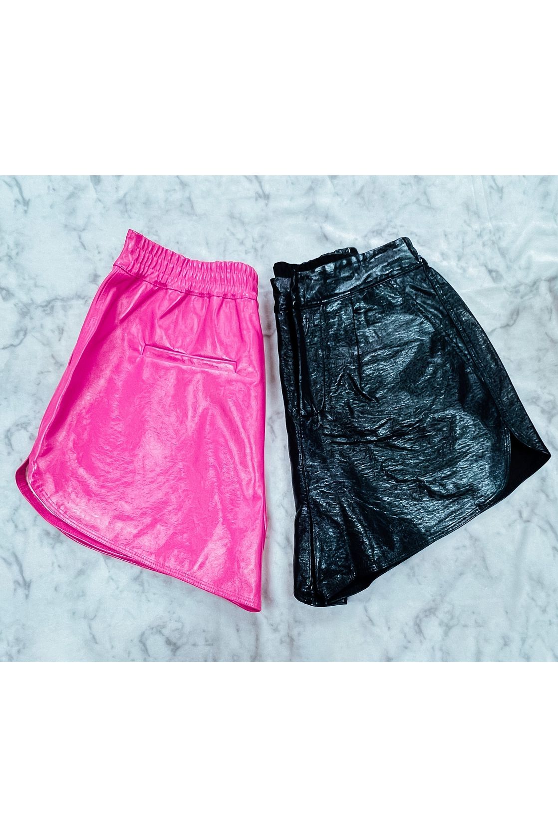 Endless Rose Shiny Pu Shorts-Bottoms-KCoutureBoutique, women's boutique in Bossier City, Louisiana
