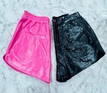 Endless Rose Shiny Pu Shorts-Bottoms-KCoutureBoutique, women's boutique in Bossier City, Louisiana