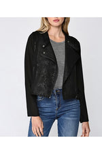Fate Chevron Black Suede Contrast Jacket-Outerwear-KCoutureBoutique, women's boutique in Bossier City, Louisiana