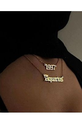 Gold Dipped Old English Zodiac Sign Necklace-Accessories-KCoutureBoutique, women's boutique in Bossier City, Louisiana