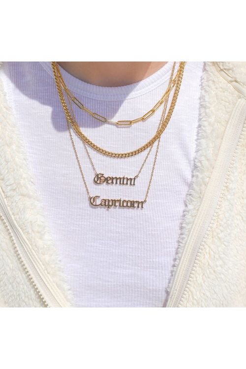 Gold Dipped Old English Zodiac Sign Necklace-Accessories-KCoutureBoutique, women's boutique in Bossier City, Louisiana
