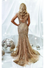 Golden Hour Feather Evening Dress-Dresses-KCoutureBoutique, women's boutique in Bossier City, Louisiana