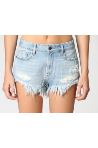 Hidden Light Wash Super Frayed High Rise Shorts-Apparel & Accessories-KCoutureBoutique, women's boutique in Bossier City, Louisiana