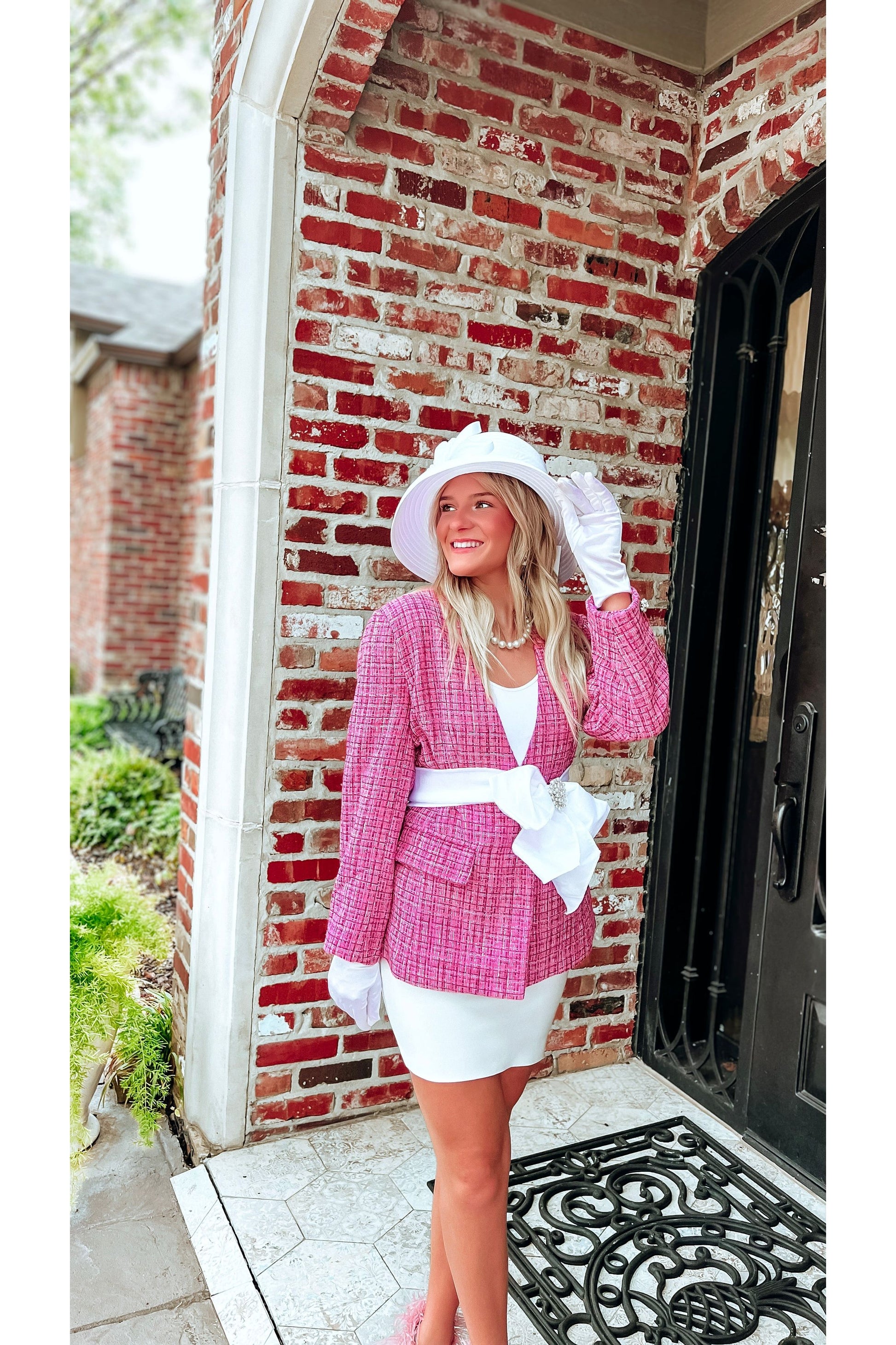 Jackie O Collection Orchid Tweed Jacket Blazer-Apparel & Accessories-KCoutureBoutique, women's boutique in Bossier City, Louisiana
