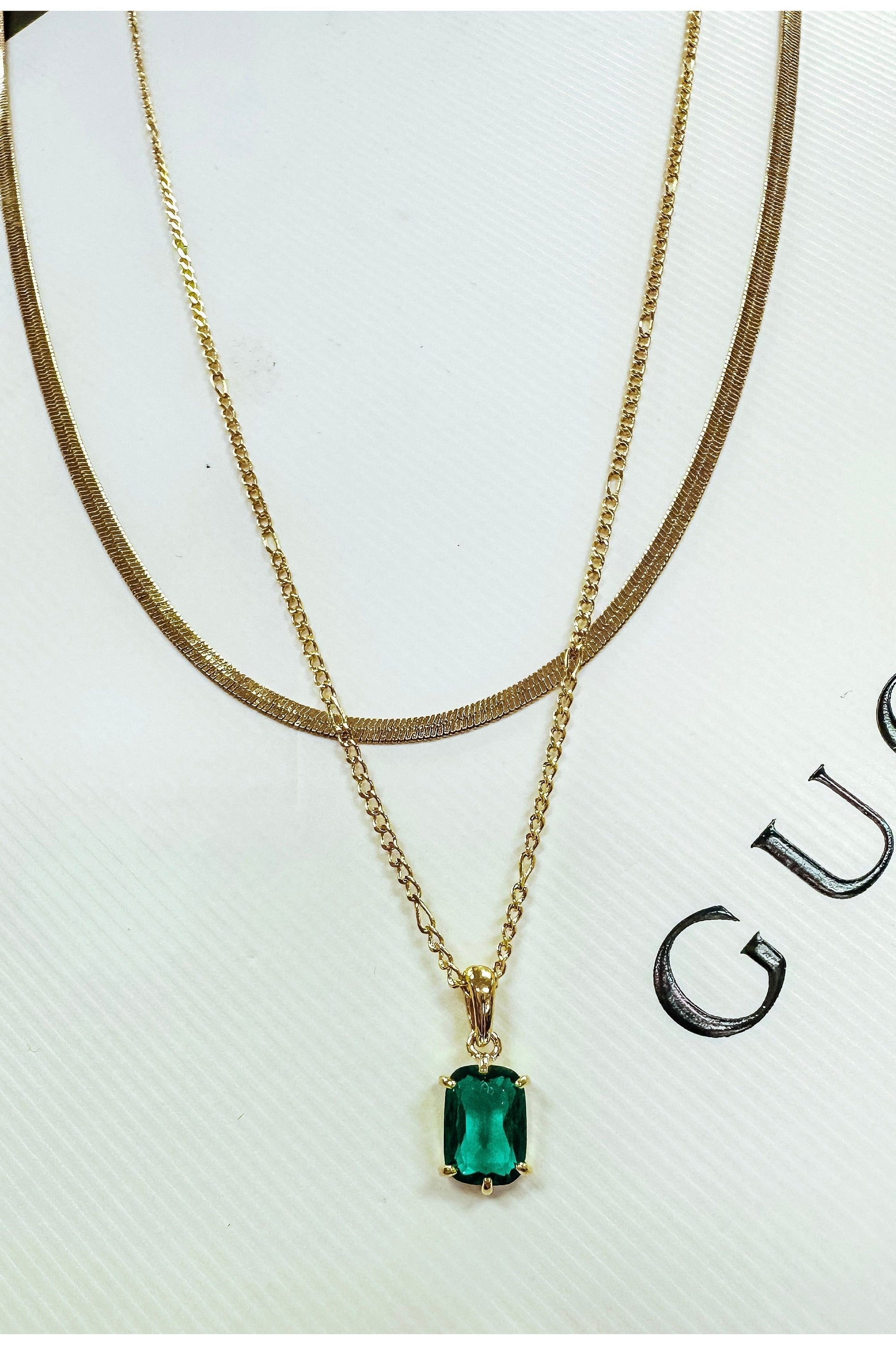 Kelly Emerald Gold Filled Layered Necklace-Apparel & Accessories-KCoutureBoutique, women's boutique in Bossier City, Louisiana