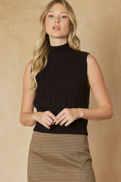 Kelsey Knit High Neck Sleeveless Sweater Vest-Apparel & Accessories-KCoutureBoutique, women's boutique in Bossier City, Louisiana