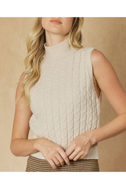 Kelsey Knit High Neck Sleeveless Sweater Vest-Apparel & Accessories-KCoutureBoutique, women's boutique in Bossier City, Louisiana