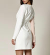 Madeline White Blush Color-Block Tuxedo Dress-Dresses-KCoutureBoutique, women's boutique in Bossier City, Louisiana