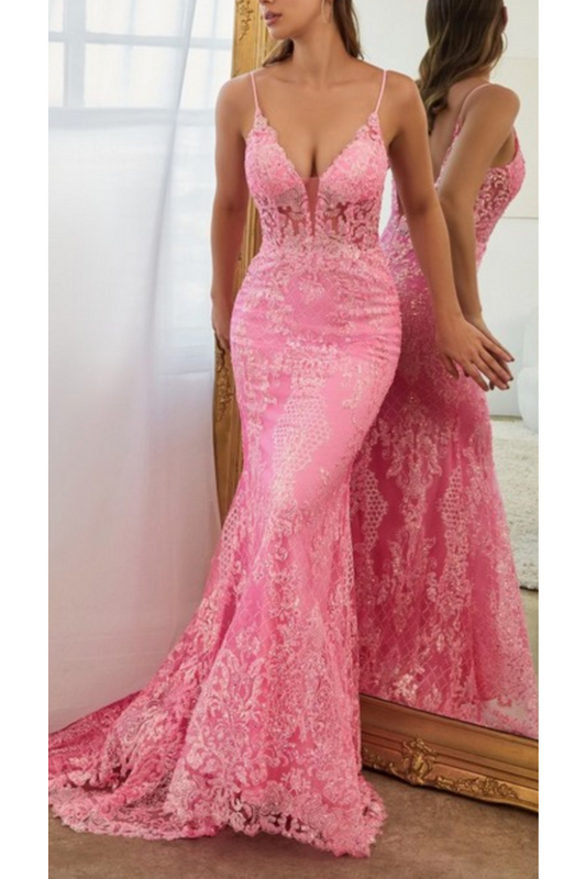 Mermaid Printed Embellishment Gown-Apparel & Accessories-KCoutureBoutique, women's boutique in Bossier City, Louisiana