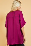 My V-Neck High Low Purple Flowy Slit Top-Tops-KCoutureBoutique, women's boutique in Bossier City, Louisiana