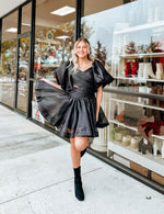 Pleated Organza Cut Out Puff Sleeve Mini Dress-KCoutureBoutique, women's boutique in Bossier City, Louisiana