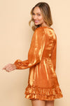 Pumpkin Spice Iridescent Babydoll Dress-Dresses-KCoutureBoutique, women's boutique in Bossier City, Louisiana