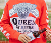 Queen Of Beer Sequin Sweatshirt-Apparel & Accessories-KCoutureBoutique, women's boutique in Bossier City, Louisiana