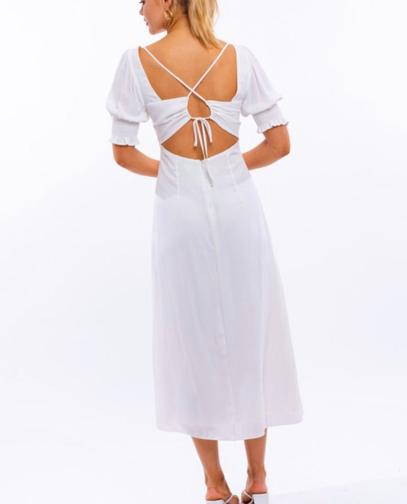 Rise To The Occasion White Middi Slit Dress-Dresses-KCoutureBoutique, women's boutique in Bossier City, Louisiana