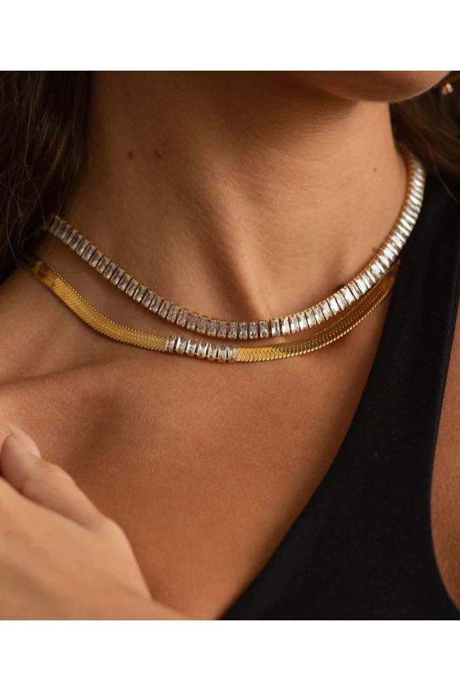 SAHIRA Parker Rhinestones Snake Chain necklace Choker-Accessories-KCoutureBoutique, women's boutique in Bossier City, Louisiana