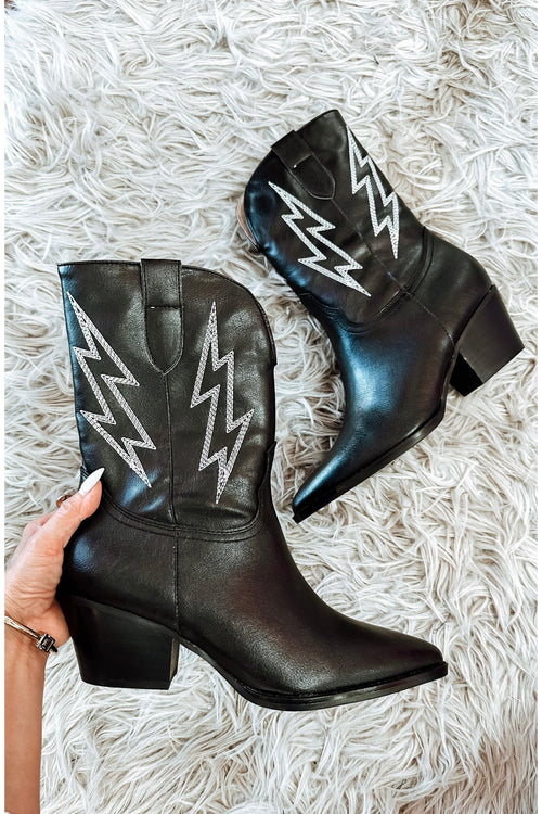 Samantha Black Western Boots-Shoes-KCoutureBoutique, women's boutique in Bossier City, Louisiana