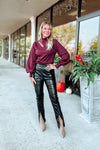 Selena Faux Leather Split Pants-Bottoms-KCoutureBoutique, women's boutique in Bossier City, Louisiana