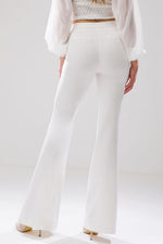Sophisticated Chic White Flare Trousers-Bottoms-KCoutureBoutique, women's boutique in Bossier City, Louisiana