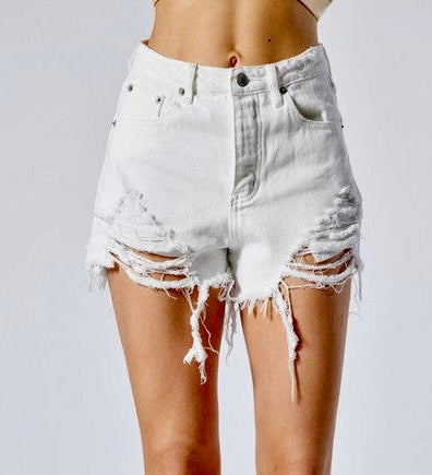 Summer Dreams White Distressed Shorts-Bottoms-KCoutureBoutique, women's boutique in Bossier City, Louisiana