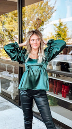 Sweetheart Satin Effects Green Top-Tops-KCoutureBoutique, women's boutique in Bossier City, Louisiana